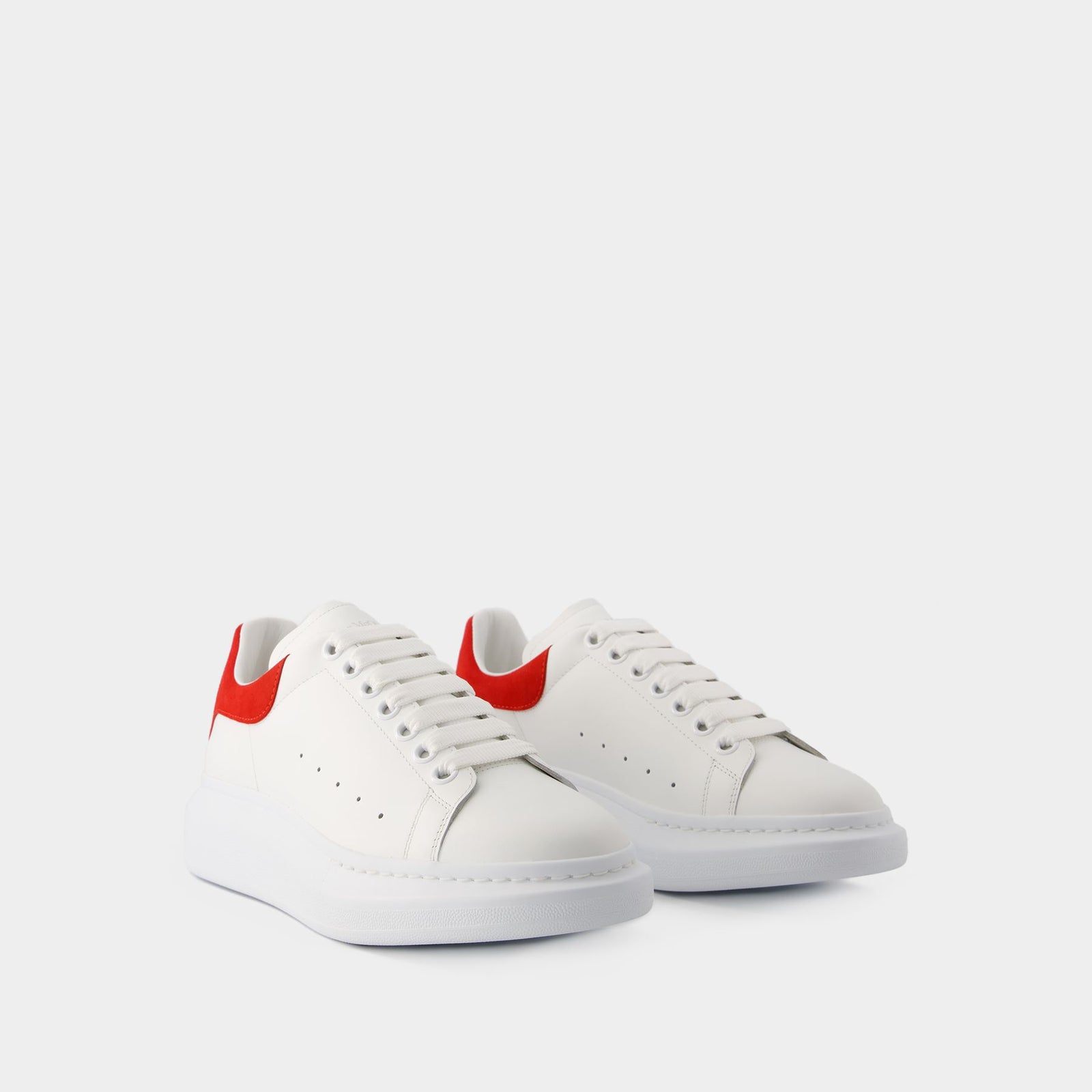 Alexander mcqueen red and fashion white shoes