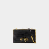 Jewelled Satchel Bag - Alexander McQueen - Leather - Black