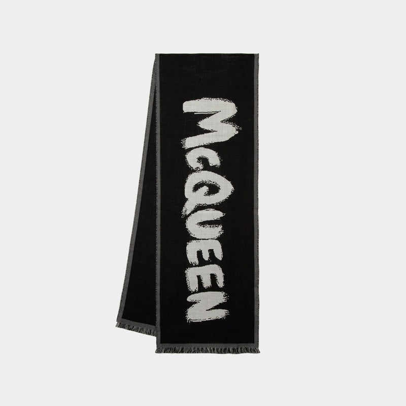 Sc Over Mcqueen Af Scarf - Alexander Mcqueen -  Black/Ivory - Wool