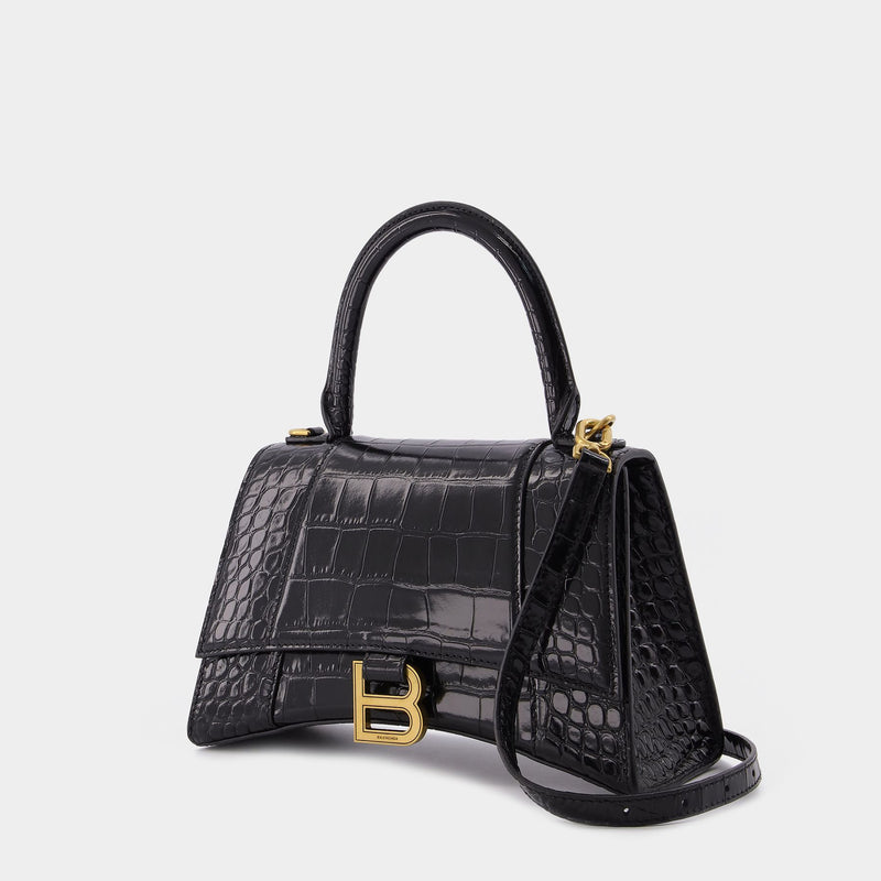 Hourglass S Bag Balenciaga Black Leather