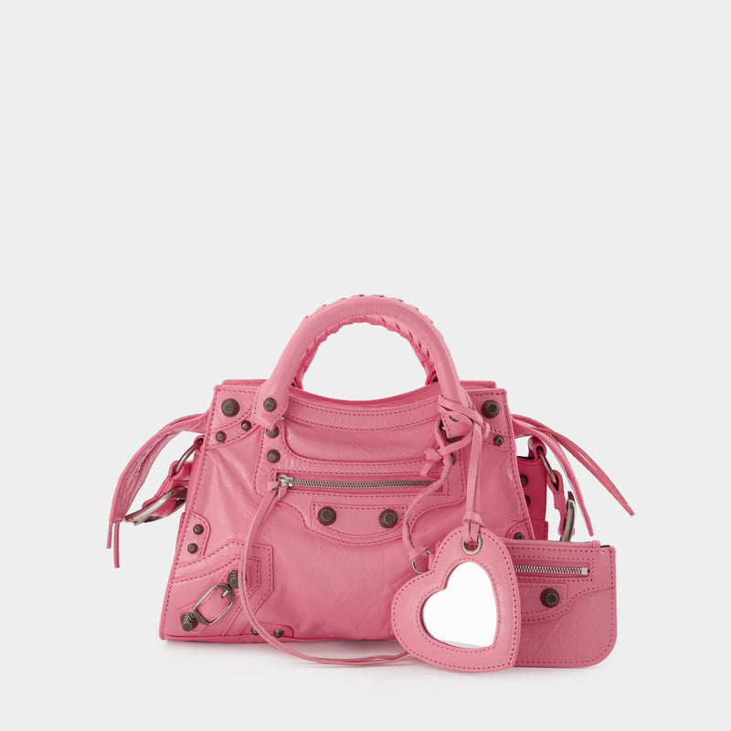 Balenciaga Small Neo Cagole Leather Shoulder Bag in Sweet Pink