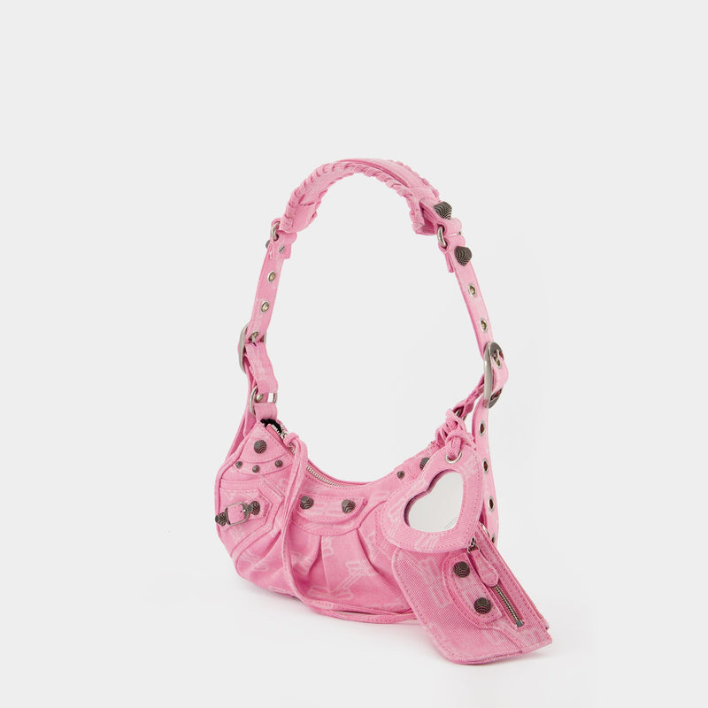 Balenciaga XS Le Cagole Pink Denim Shoulder Bag New