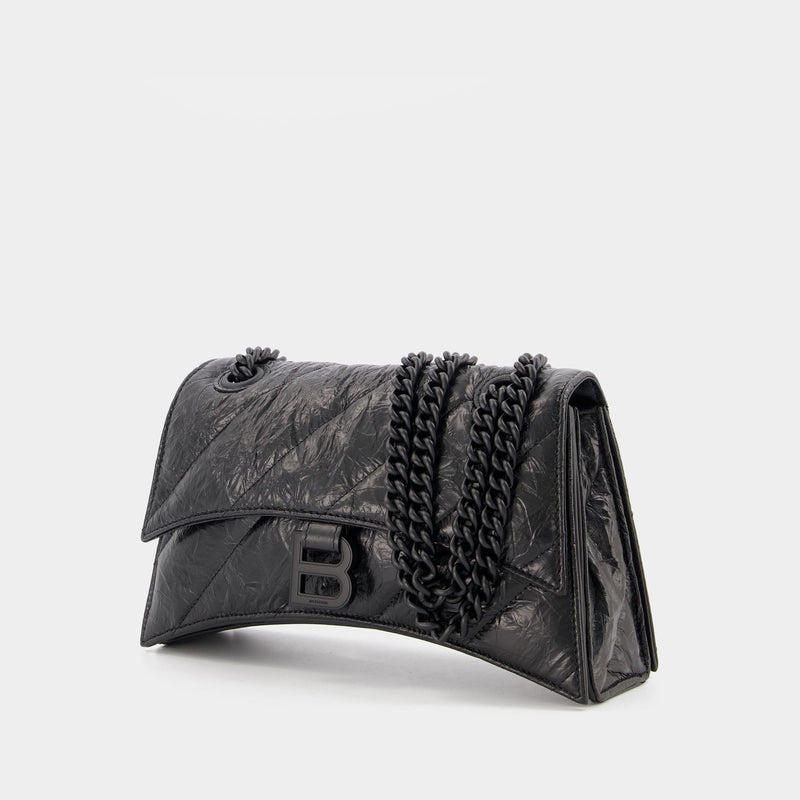 Balenciaga Large Crush Chain Shoulder Bag - Black
