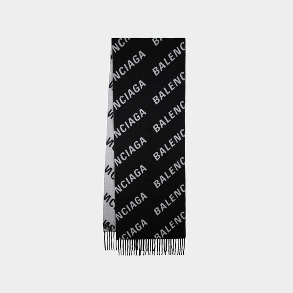 Scarf in Black / White Wool