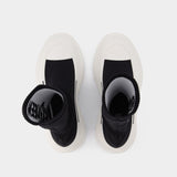 Tread Slick Sneakers in Black and White Fabric