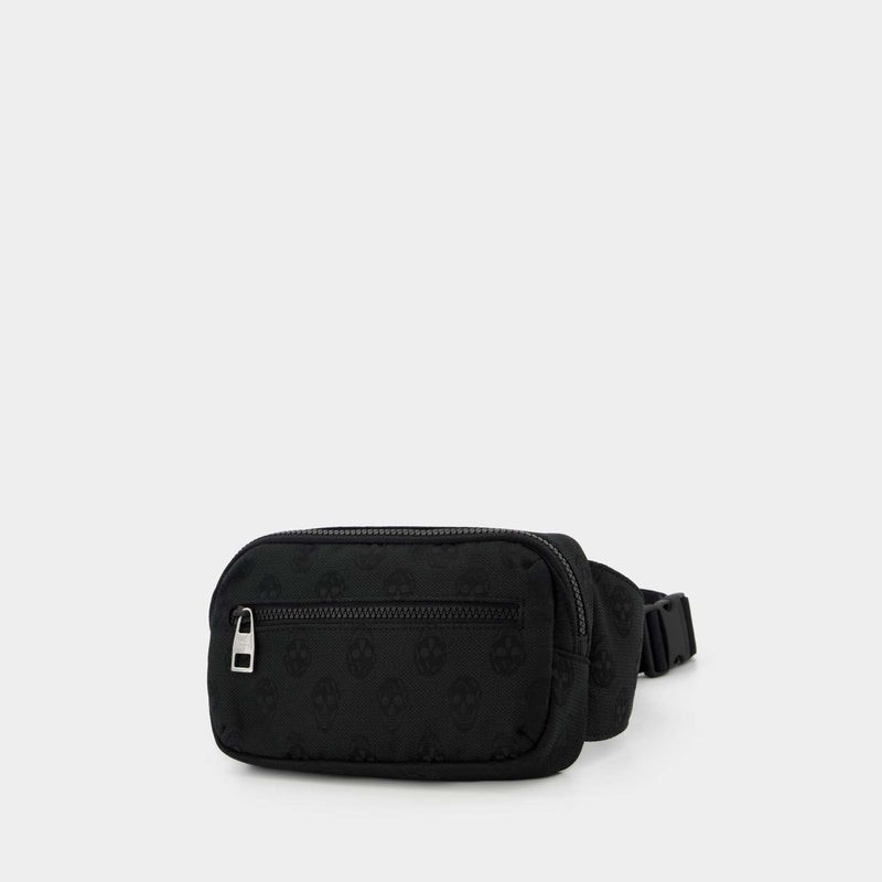 Biker Skull Belt Bag in Black Nylon