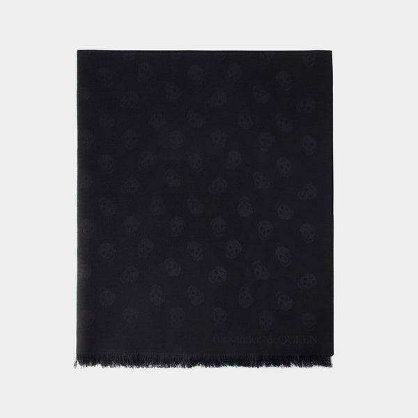 All Over Skull Scarf - Alexander Mcqueen - Wool - Black