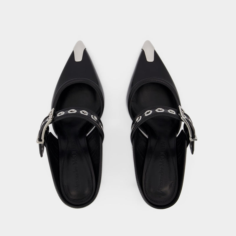 Oversized Sandals - Alexander Mcqueen - Black/Silver - Leather