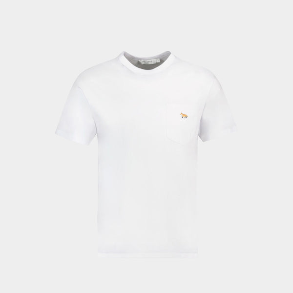 Profile Fox Patch Pocket Tee-Shirt in White Cotton