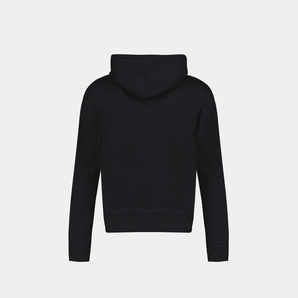 Chillax Fox Patch Classic Hoodie in Black Cotton