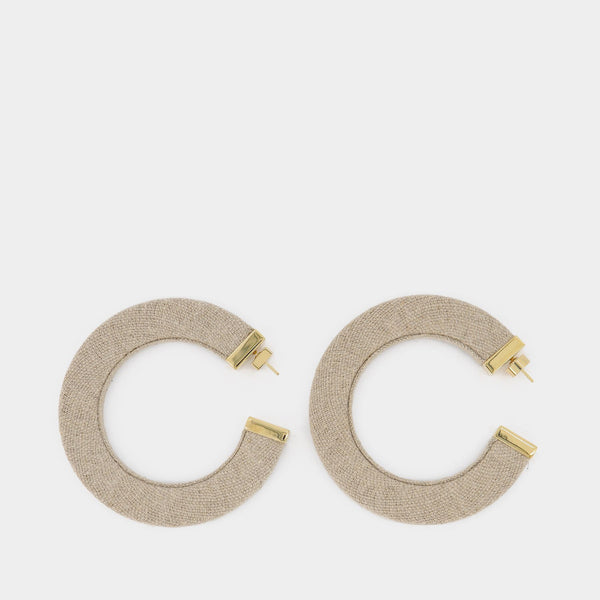 La Créole Linu Earrings in Beige Linen