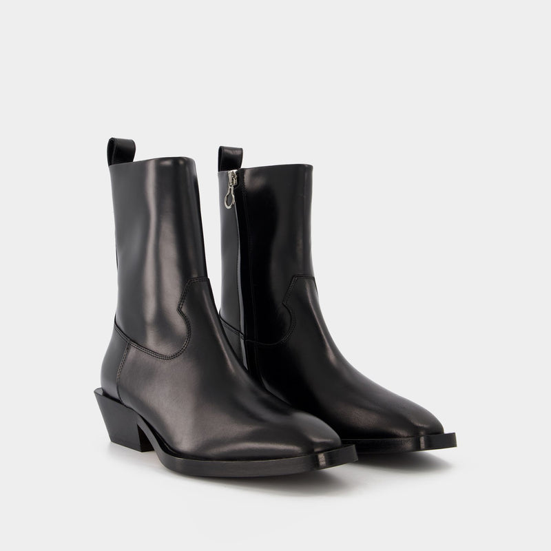 Luis 35Mm Square Toe Block in leatherHeel Ankle Boot