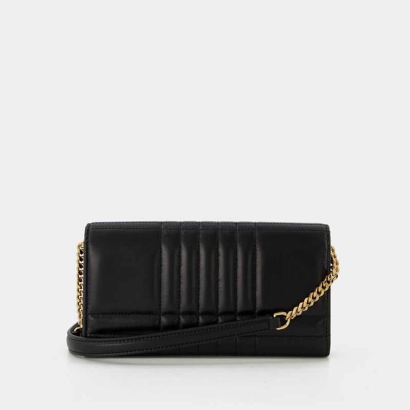 Leather Wallet On Chain in Black - Burberry