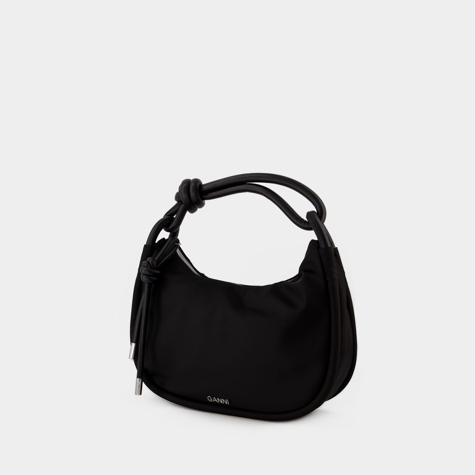 Knot Baguette Hobo - Ganni - Leather - Black