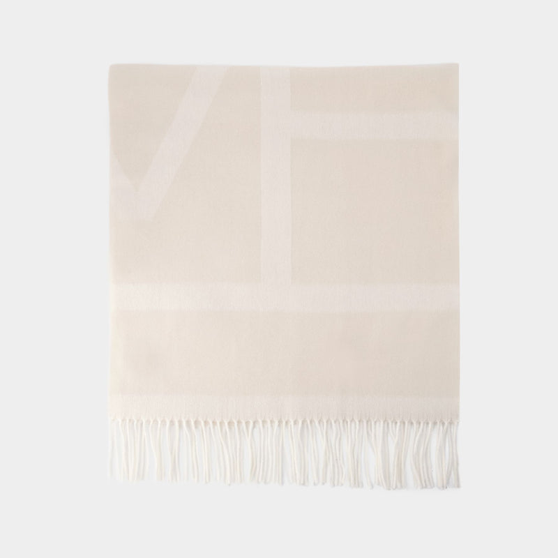 Monogram Jacquard Scarf - Toteme - Wool - White