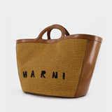 Tropicalia Large Shopper Bag - Marni - Raw Sienna - Leather