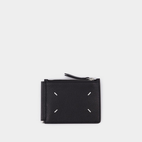 Bifold Wallet With C in Black Leather