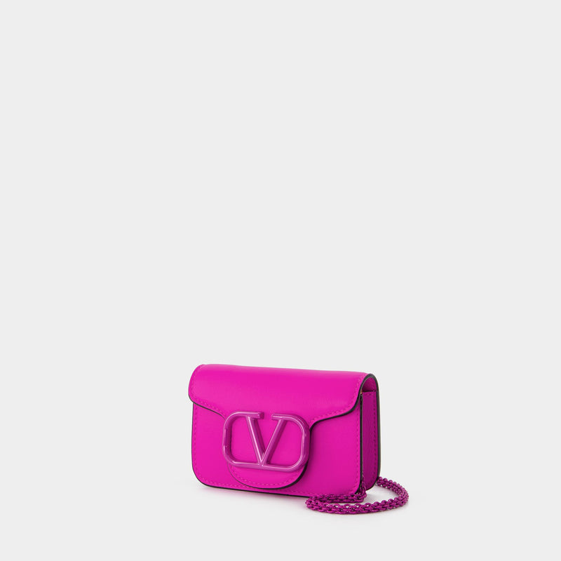 Locò Micro Bag In Calfskin Leather With Chain for Woman in Pink Pp