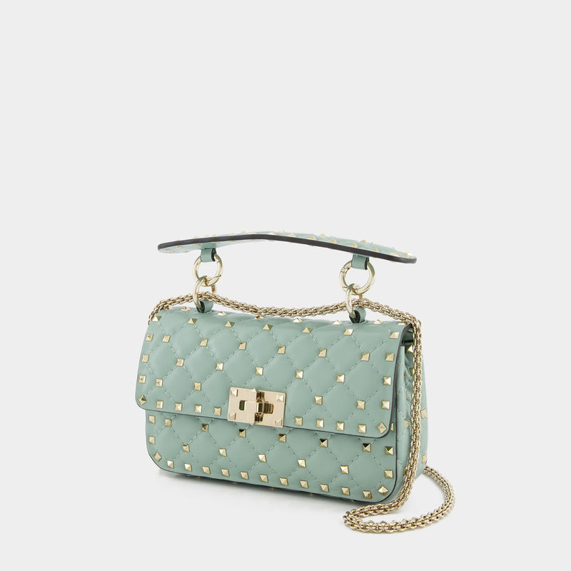 Rockstud Spike Small Leather Shoulder Bag in White - Valentino