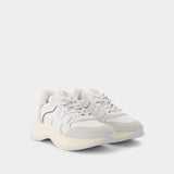 H585 Allacciato H Onda Sneakers in White, Beige and Grey Leather