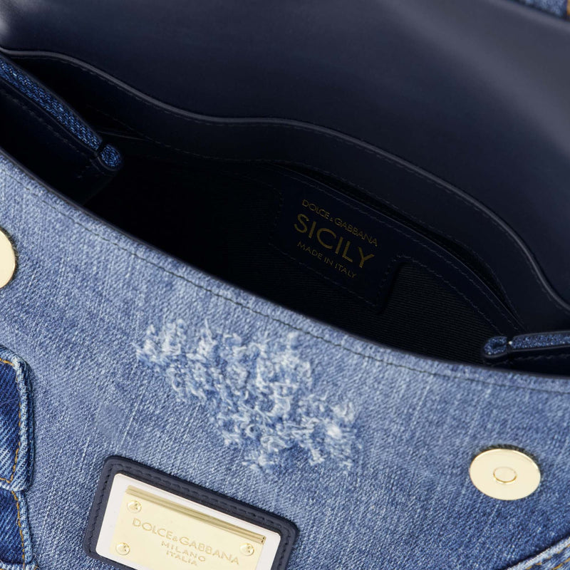 Dior Small Dior Caro Bag Blue Macrocannage Denim Shoulder Handbag -