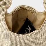 Crystal Mesh Wine Cooler Shoulder Bag - Kara - Mesh - Beige