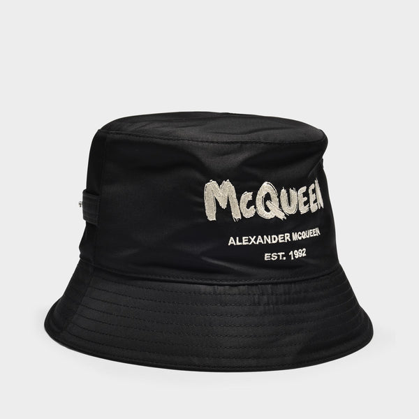 McQueen Graffiti Hat in Black Polyester