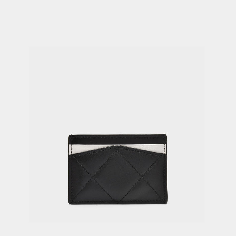 Card Holder in Black Leather Calfskin