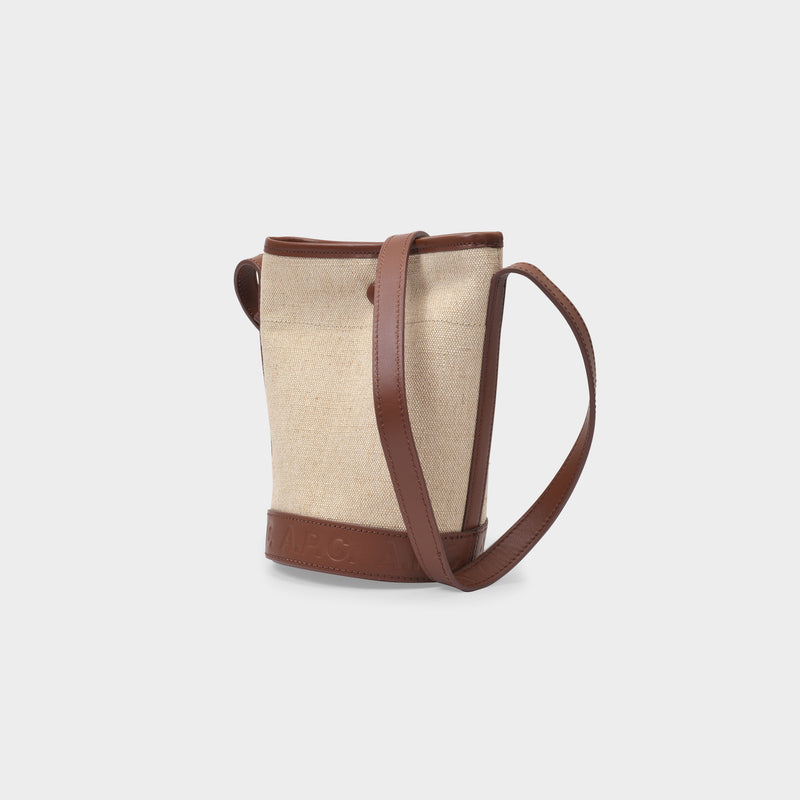 Helene Small Bag in Hazelnut Canvas and Shiny Leather