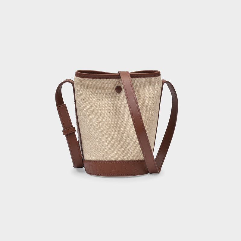 Helene Small Bag in Hazelnut Canvas and Shiny Leather