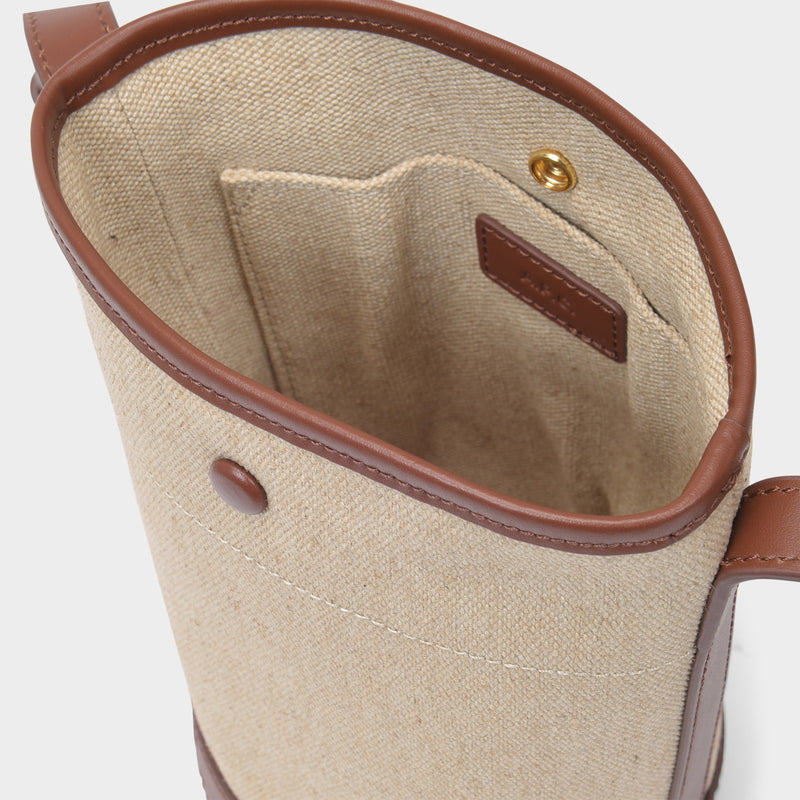 Helene Small Bag in Hazelnut Canvas and Shiny Leather