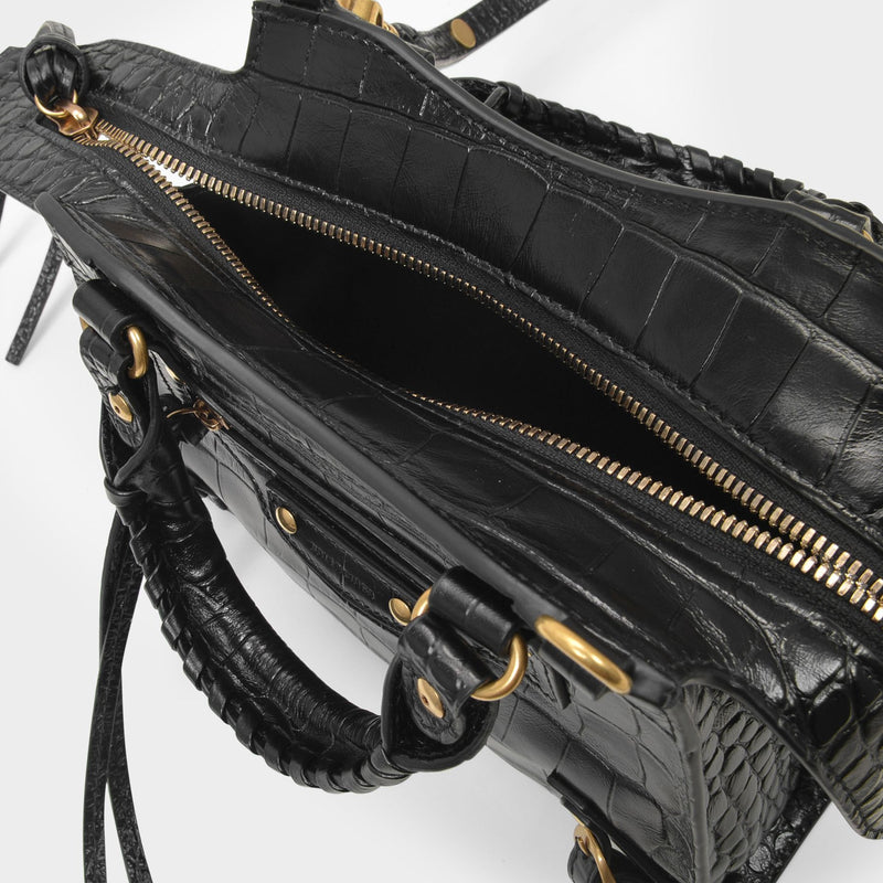 Balenciaga Neo Classic City Croc Embossed Leather Top Handle Bag