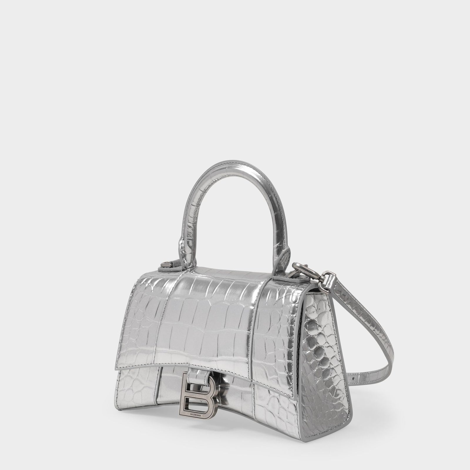 Hourglass Xs Bag Balenciaga Silver Leather