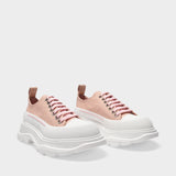 Tread Slick Sneakers in Pink Magnolia Leather, White Detail and Pink Magnolia Rubber Sole