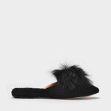 Foxy Slides in Black Suede Leather