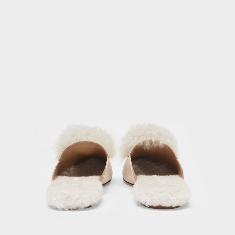 Foxy Slides in Beige Leather