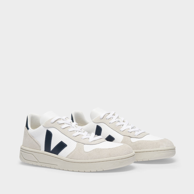V-10 Sneakers in White and Blue B-Mesh