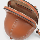 Midi Cap Bag in Brown Grained Leather