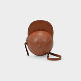 Midi Cap Bag in Brown Grained Leather